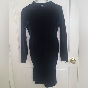 Maternity: Velvet Navy Maternity Dress
